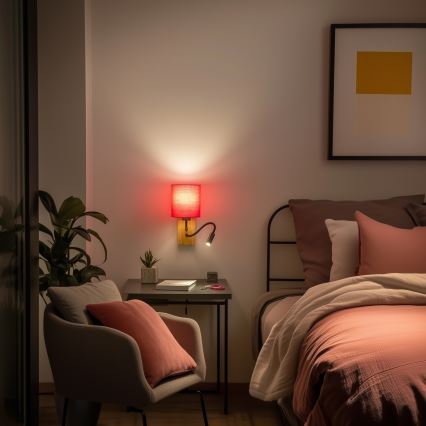 Brilagi - LED Fleksibilna zidna lampa NUBILA WOOD 1xE27/25W/230V + LED/3W hrast/roze