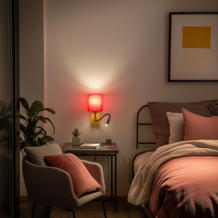 Brilagi - LED Fleksibilna zidna lampa NUBILA WOOD 1xE27/25W/230V + LED/3W hrast/roze
