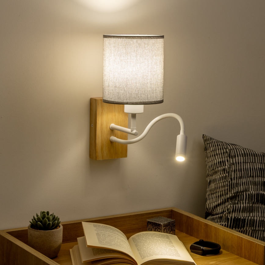 Brilagi - LED Fleksibilna zidna lampa NUBILA WOOD 1xE27/25W/230V + LED/3W hrast/sivo