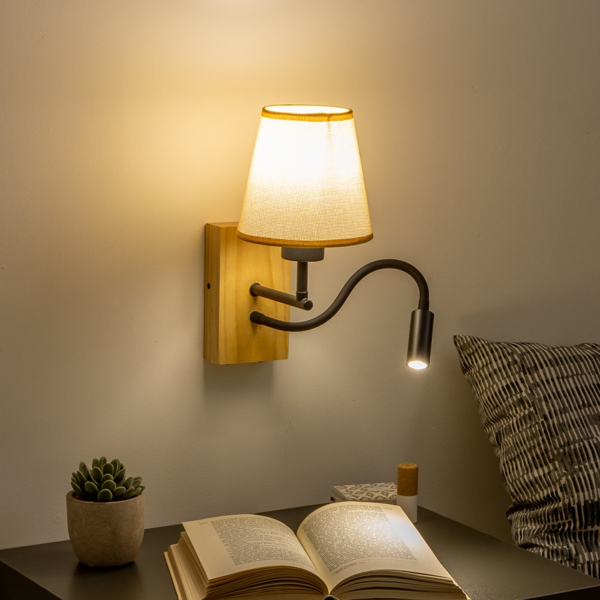 Brilagi - LED Fleksibilna zidna lampa NUBILA WOOD 1xE27/25W/230V + LED/3W hrast/svetlobraon