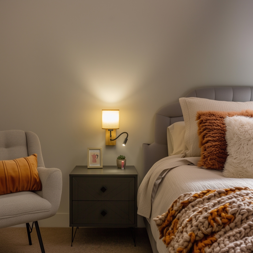Brilagi - LED Fleksibilna zidna lampa NUBILA WOOD 1xE27/25W/230V + LED/3W hrast/svetlobraon