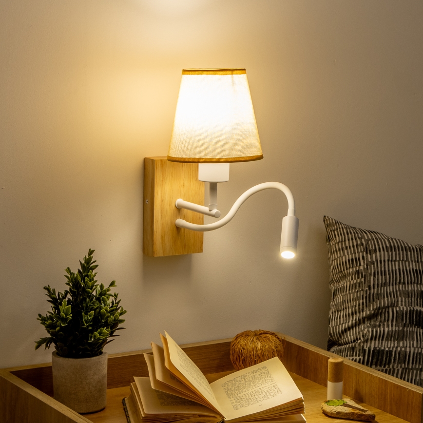 Brilagi - LED Fleksibilna zidna lampa NUBILA WOOD 1xE27/25W/230V + LED/3W hrast/svetlobraon