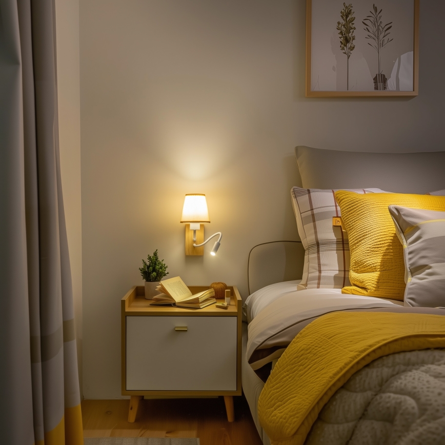 Brilagi - LED Fleksibilna zidna lampa NUBILA WOOD 1xE27/25W/230V + LED/3W hrast/svetlobraon