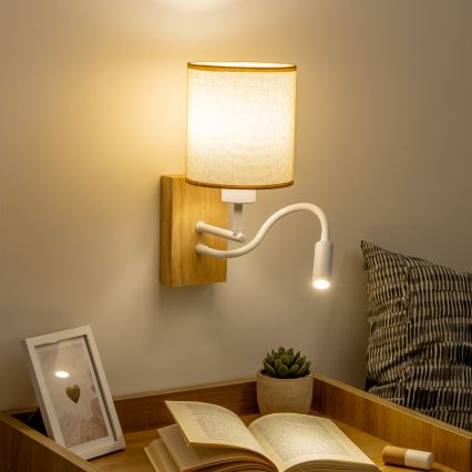 Brilagi - LED Fleksibilna zidna lampa NUBILA WOOD 1xE27/25W/230V + LED/3W hrast/svetlobraon