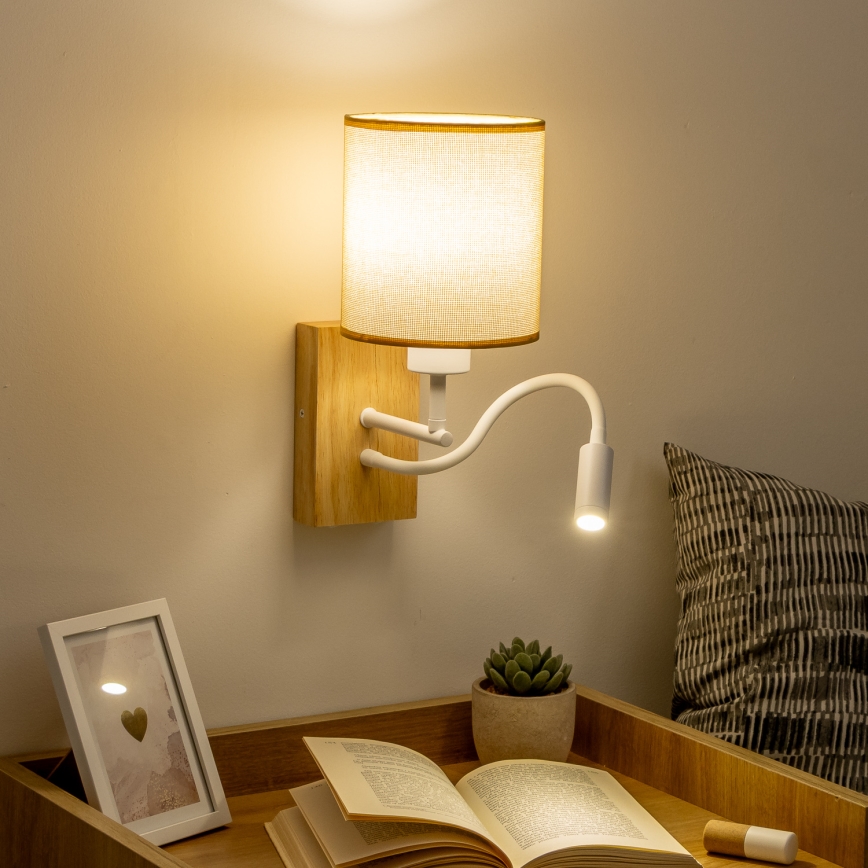 Brilagi - LED Fleksibilna zidna lampa NUBILA WOOD 1xE27/25W/230V + LED/3W hrast/svetlobraon