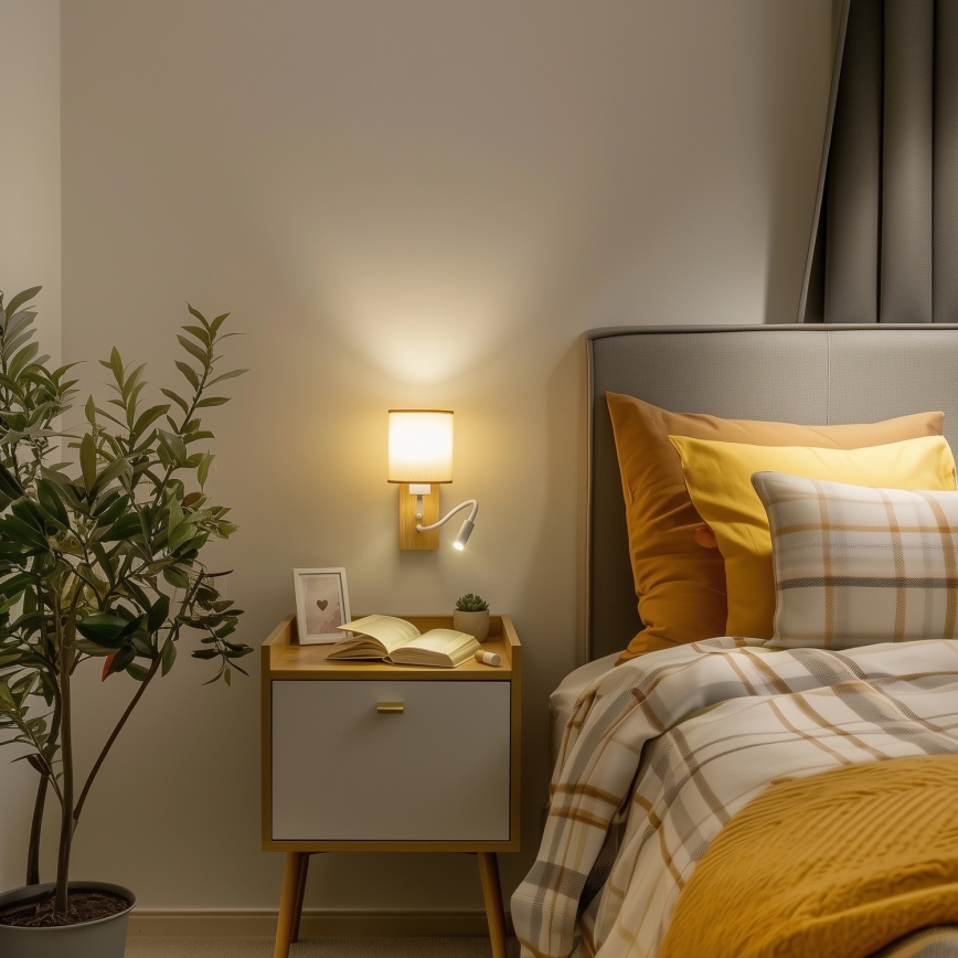 Brilagi - LED Fleksibilna zidna lampa NUBILA WOOD 1xE27/25W/230V + LED/3W hrast/svetlobraon