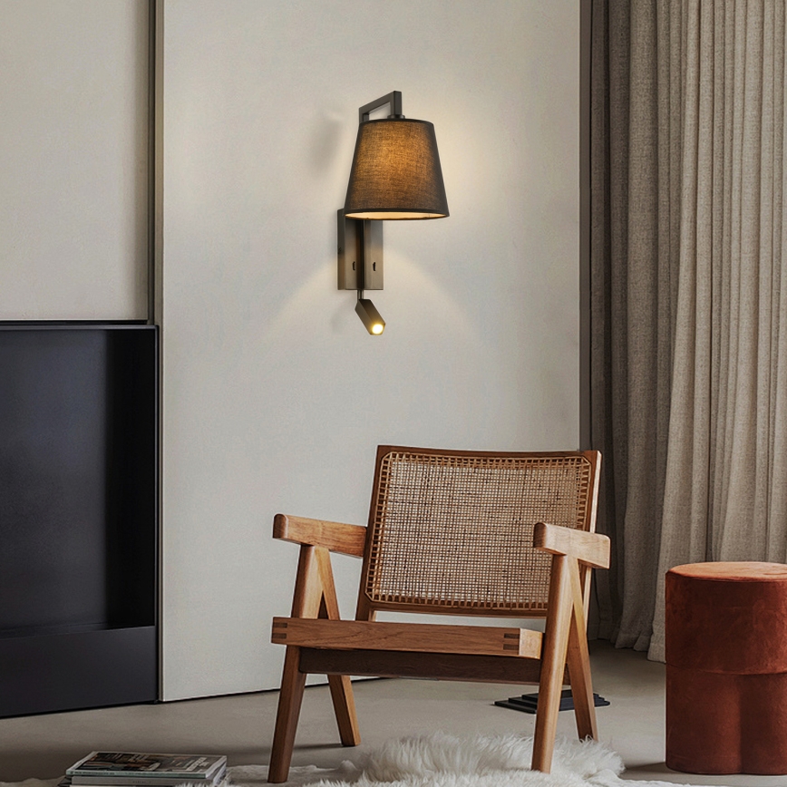 Brilagi - LED Zidna lampa RAYA 1xE14/40W/230V + LED/3W crno