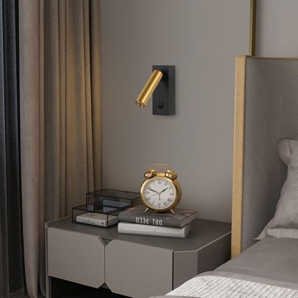 Brilagi - LED Zidna reflektorska lampa MAYA LED/3W/230V 4000K crno/zlatna