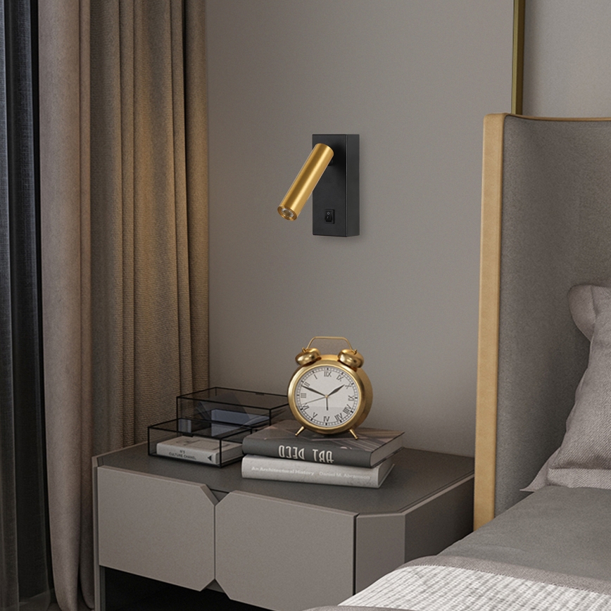 Brilagi - LED Zidna reflektorska lampa MAYA LED/3W/230V 4000K crno/zlatna