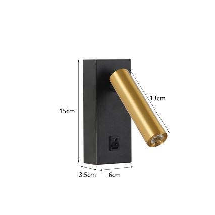 Brilagi - LED Zidna reflektorska lampa MAYA LED/3W/230V 4000K crno/zlatna
