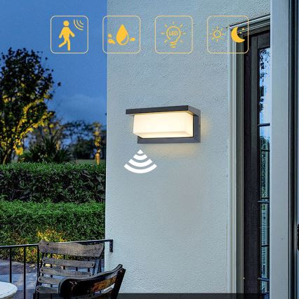 Brilagi - LED Zidno spoljašnje osvetljenje sa senzorom BRICKY LED/12W/230V antracit IP54