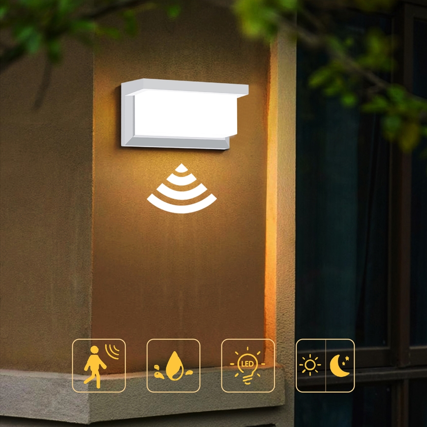 Brilagi - LED Zidno spoljašnje osvetljenje sa senzorom BRICKY LED/12W/230V bela IP54