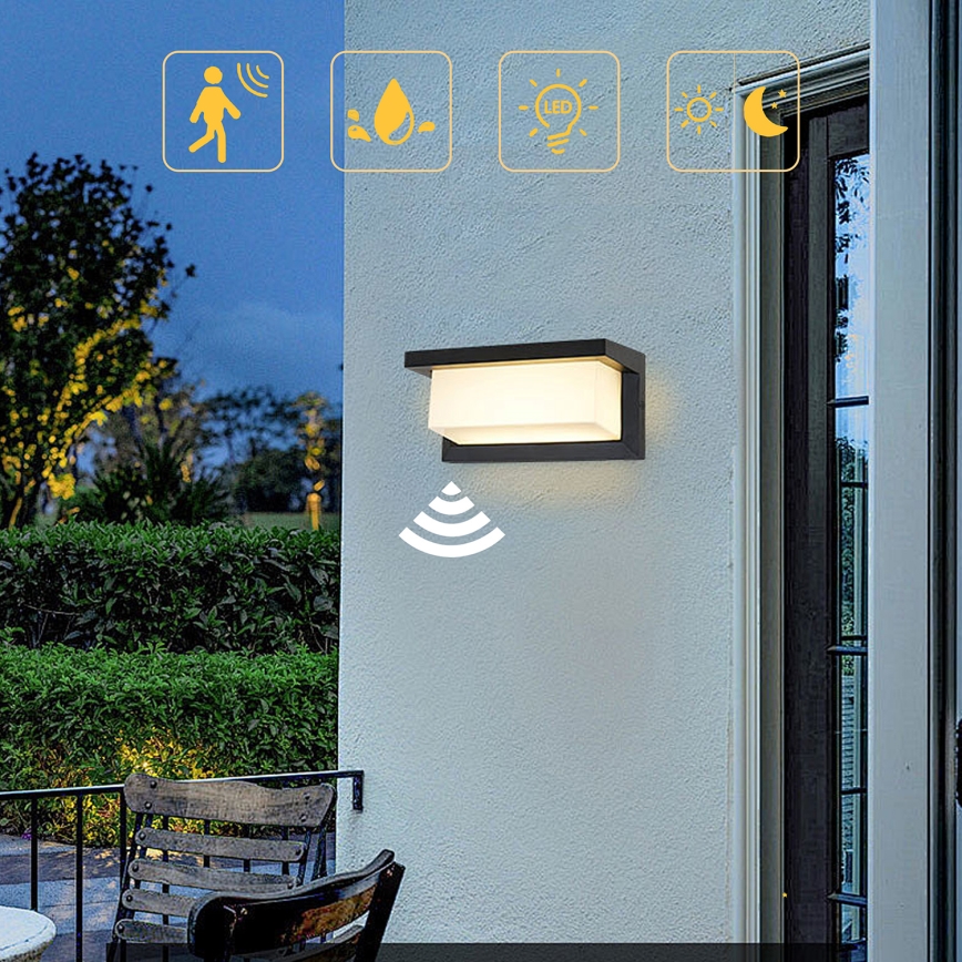 Brilagi - LED Zidno spoljašnje osvetljenje sa senzorom BRICKY LED/12W/230V crno IP54
