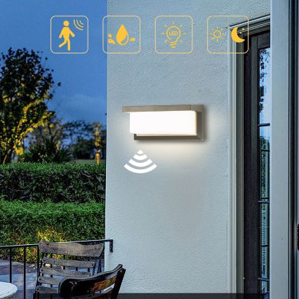 Brilagi - LED Zidno spoljašnje osvetljenje sa senzorom BRICKY LED/12W/230V sivo IP54