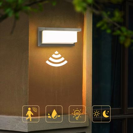 Brilagi - LED Zidno spoljašnje osvetljenje sa senzorom BRICKY LED/12W/230V sivo IP54