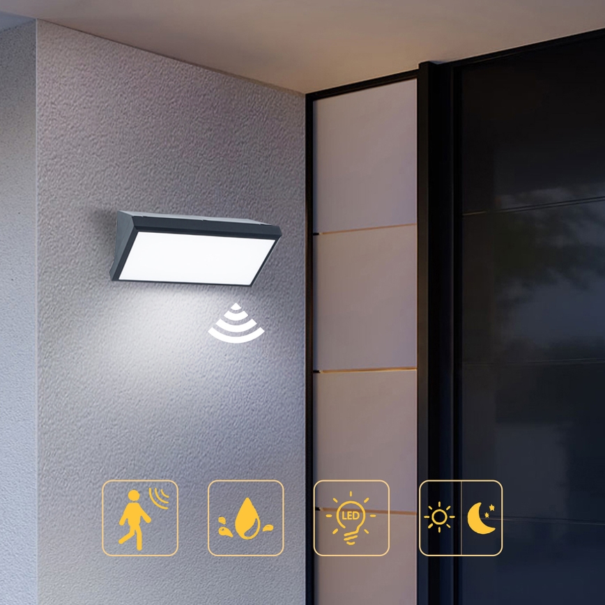 Brilagi - LED Zidno spoljašnje osvetljenje sa senzorom TRIANGLE LED/20W/230V Antracit IP65