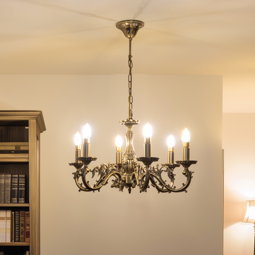 Brilagi - Luster na lancu CLASSIC 6xE14/60W/230V mesing