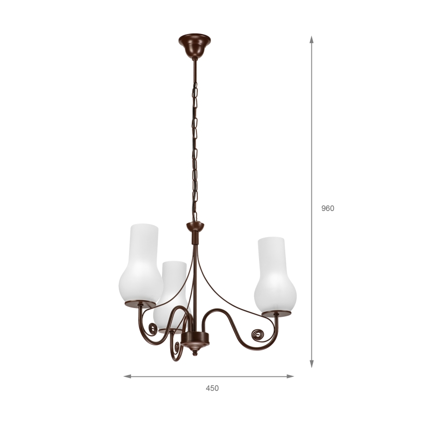 Brilagi - Luster na lancu COTTAGE 3xE14/40W/230V braon/bela