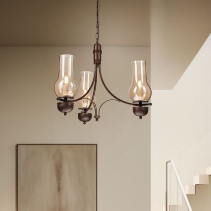 Brilagi - Luster na lancu COTTAGE 3xE14/40W/230V braon