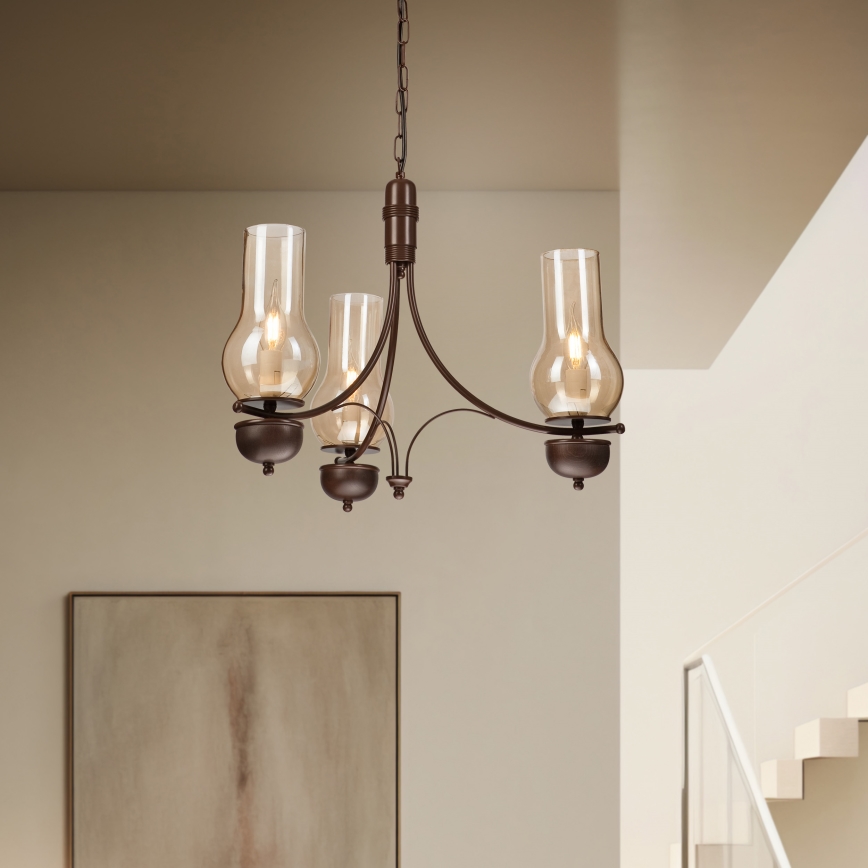 Brilagi - Luster na lancu COTTAGE 3xE14/40W/230V braon