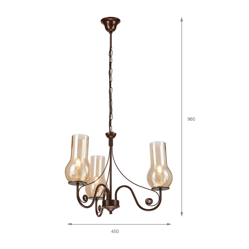 Brilagi - Luster na lancu COTTAGE 3xE14/40W/230V braon