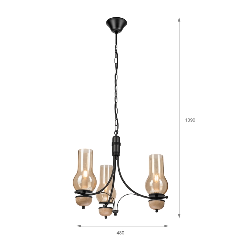 Brilagi - Luster na lancu COTTAGE 3xE14/40W/230V bukva/braon
