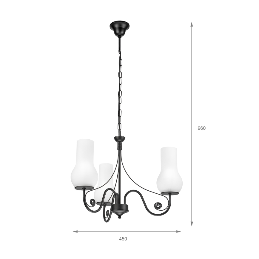 Brilagi - Luster na lancu COTTAGE 3xE14/40W/230V crno/bela