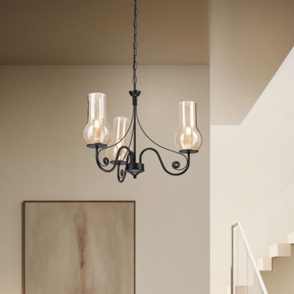 Brilagi - Luster na lancu COTTAGE 3xE14/40W/230V crno/braon