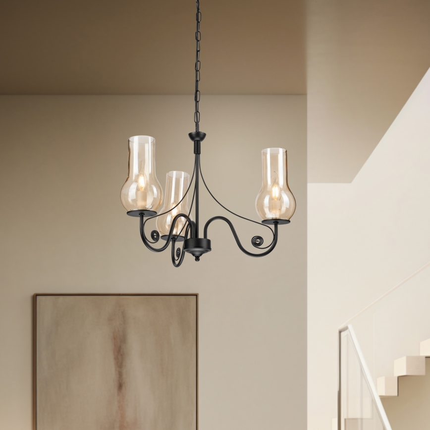 Brilagi - Luster na lancu COTTAGE 3xE14/40W/230V crno/braon