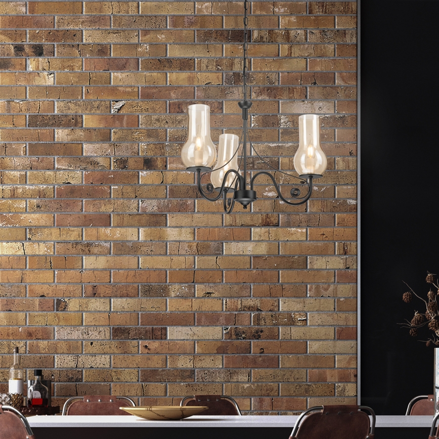 Brilagi - Luster na lancu COTTAGE 3xE14/40W/230V crno/braon