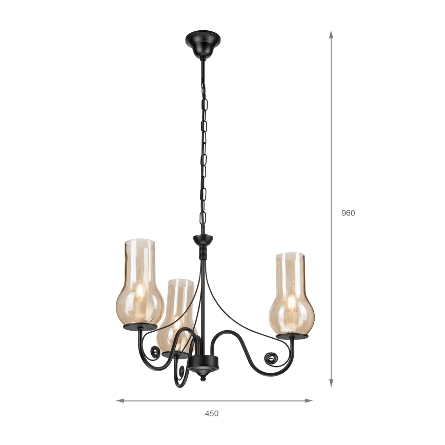 Brilagi - Luster na lancu COTTAGE 3xE14/40W/230V crno/braon