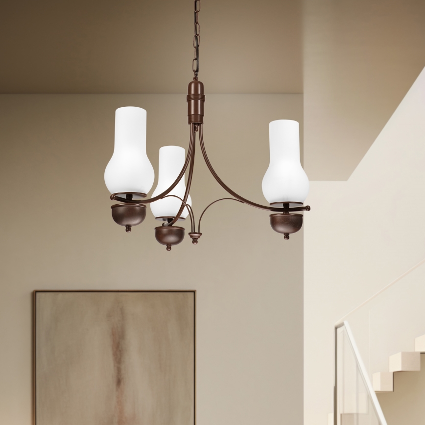 Brilagi - Luster na lancu COTTAGE 3xE14/40W/230V hrast/bela