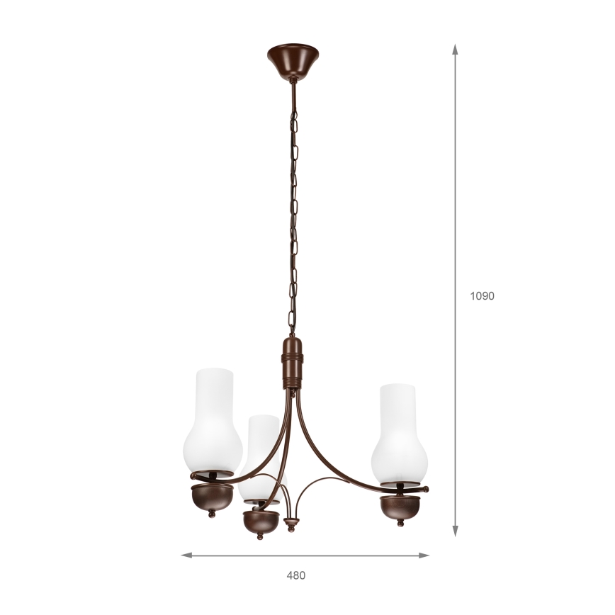 Brilagi - Luster na lancu COTTAGE 3xE14/40W/230V hrast/bela