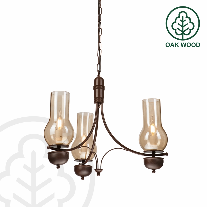 Brilagi - Luster na lancu COTTAGE 3xE14/40W/230V hrast/braon