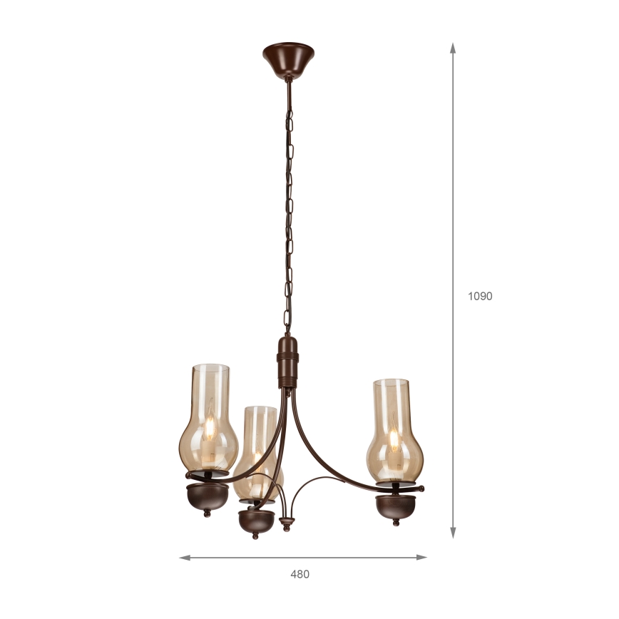 Brilagi - Luster na lancu COTTAGE 3xE14/40W/230V hrast/braon