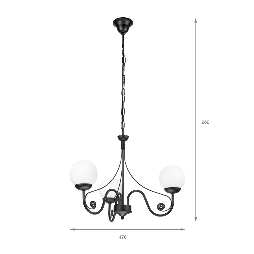 Brilagi - Luster na lancu COTTAGE 3xG9/40W/230V crno/bela