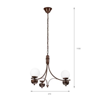 Brilagi - Luster na lancu COTTAGE 3xG9/40W/230V hrast/bela