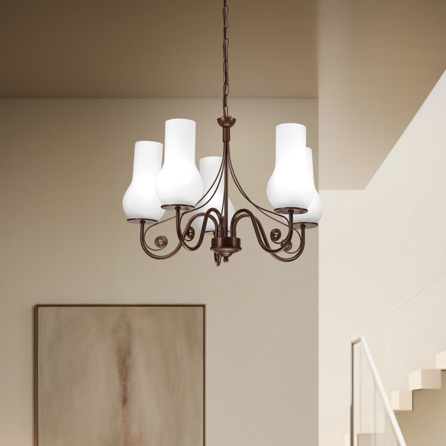 Brilagi - Luster na lancu COTTAGE 5xE14/40W/230V braon/bela