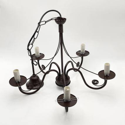 Brilagi - Luster na lancu COTTAGE 5xE14/40W/230V braon/bela
