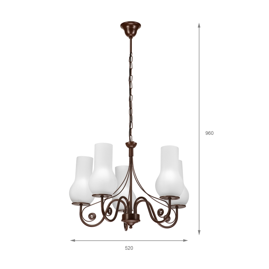 Brilagi - Luster na lancu COTTAGE 5xE14/40W/230V braon/bela
