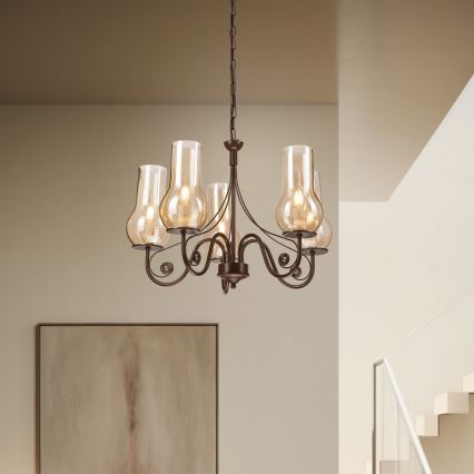 Brilagi - Luster na lancu COTTAGE 5xE14/40W/230V braon