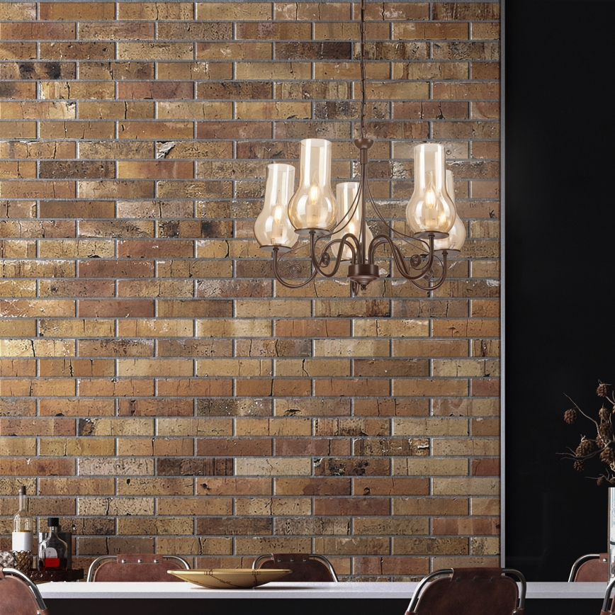 Brilagi - Luster na lancu COTTAGE 5xE14/40W/230V braon