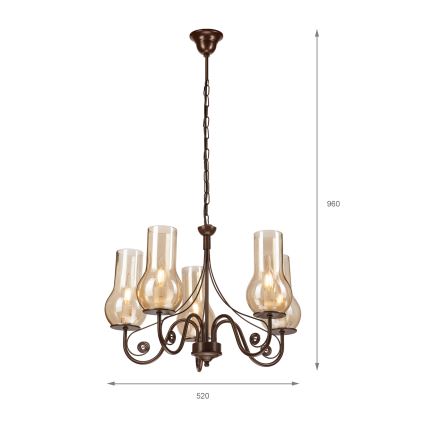 Brilagi - Luster na lancu COTTAGE 5xE14/40W/230V braon