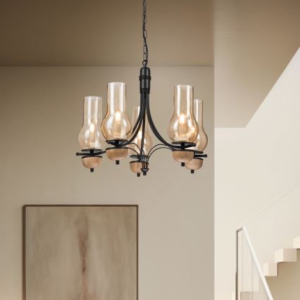 Brilagi - Luster na lancu COTTAGE 5xE14/40W/230V bukva/braon