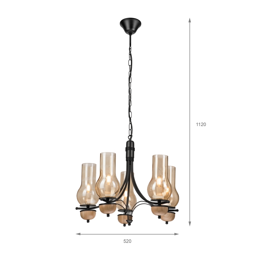 Brilagi - Luster na lancu COTTAGE 5xE14/40W/230V bukva/braon