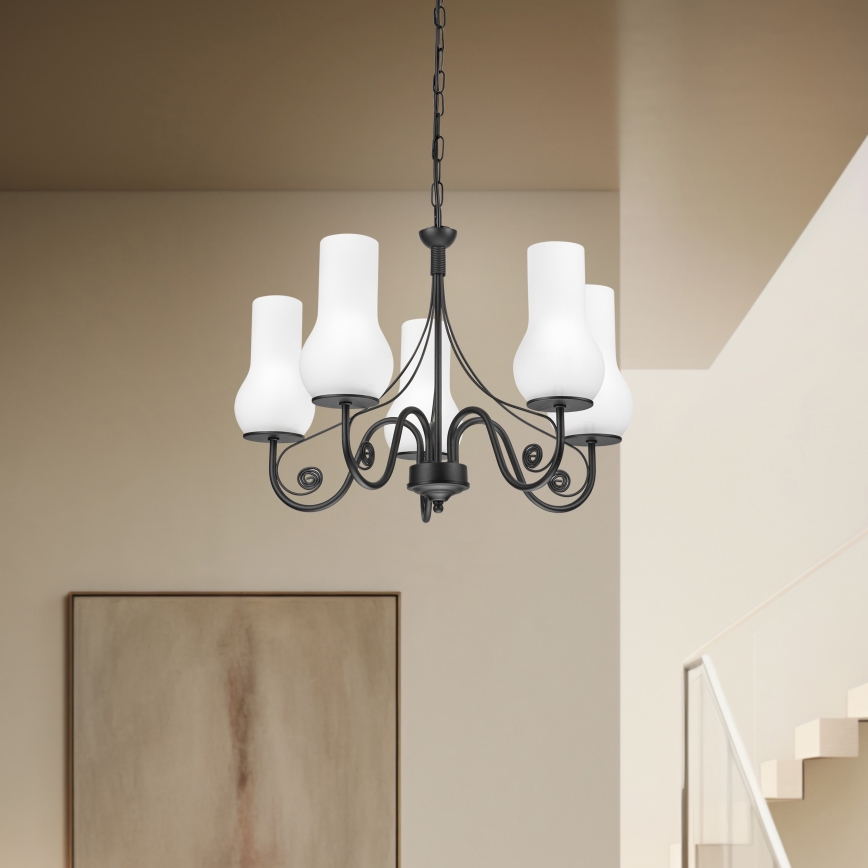 Brilagi - Luster na lancu COTTAGE 5xE14/40W/230V crno/bela