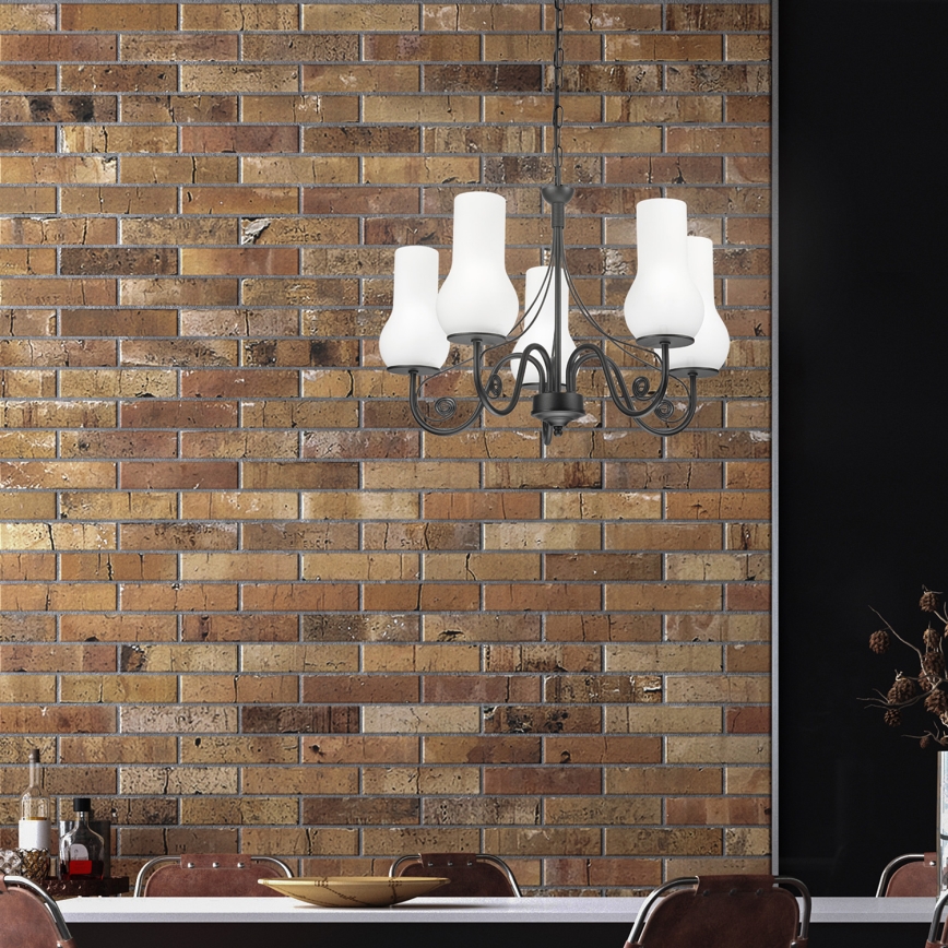 Brilagi - Luster na lancu COTTAGE 5xE14/40W/230V crno/bela