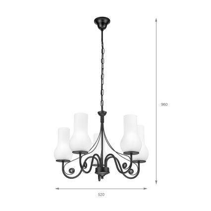 Brilagi - Luster na lancu COTTAGE 5xE14/40W/230V crno/bela