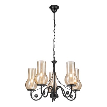 Brilagi - Luster na lancu COTTAGE 5xE14/40W/230V crno/braon