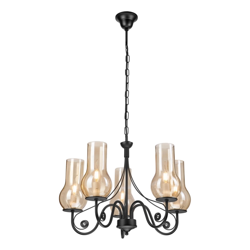 Brilagi - Luster na lancu COTTAGE 5xE14/40W/230V crno/braon